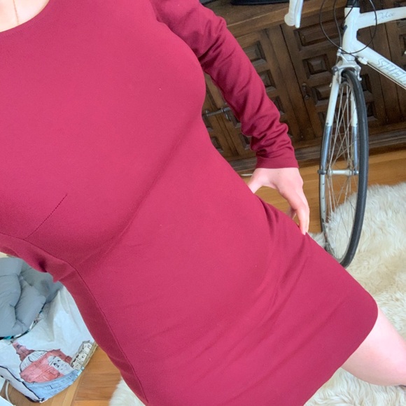 Mini long sleeve burgundy dress - Picture 5 of 7